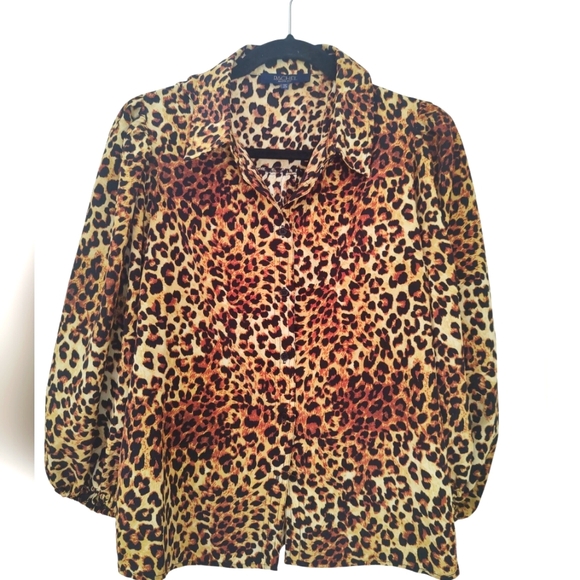 Rachel Zoe Animal Print Button Down Shirt Size L - Picture 1 of 7